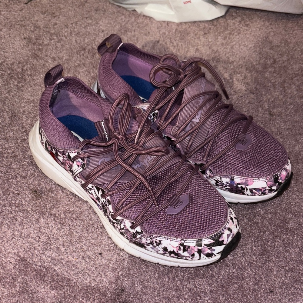 Champion Women's Purple and Black Floral Sneakers